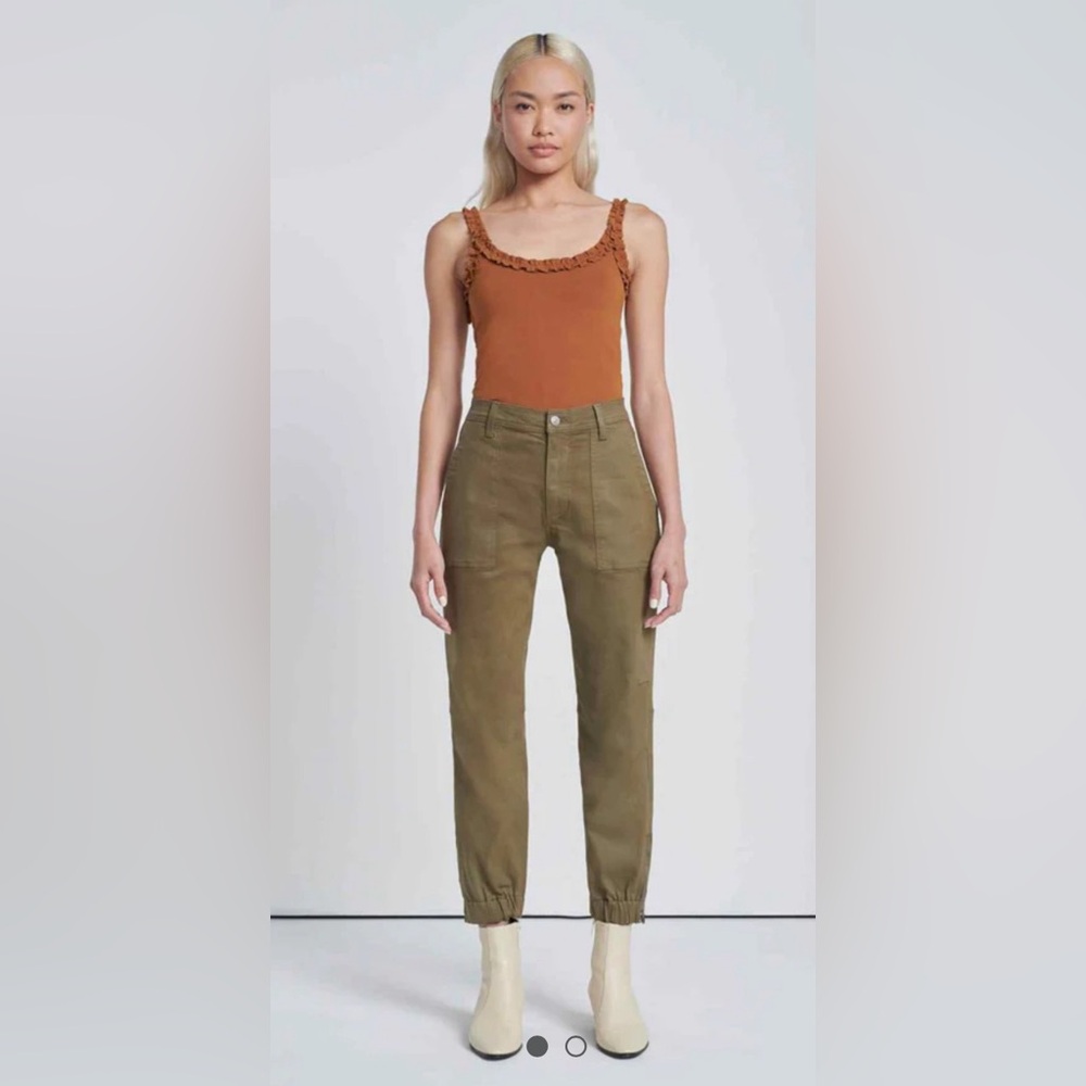 7 For All Mankind Darted Boyfriend Jogger In Coated Olive High Waist Casual